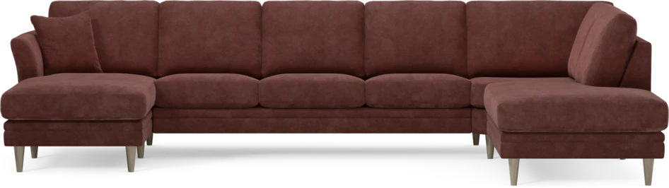 Eden - 3-sits soffa med schäslong vänster och divan höger - Röd
