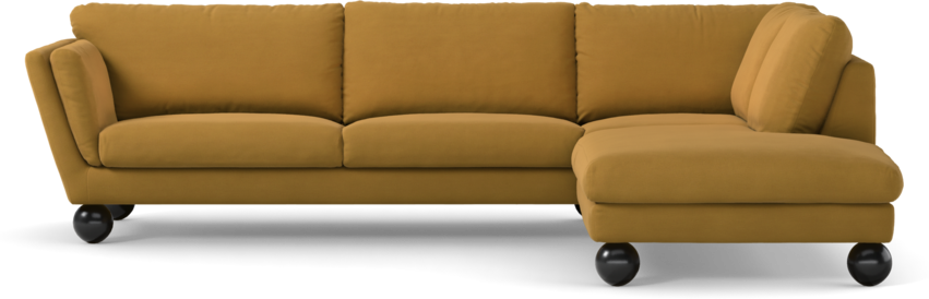 Madison Lux - 3-sits soffa med divan höger - Gul