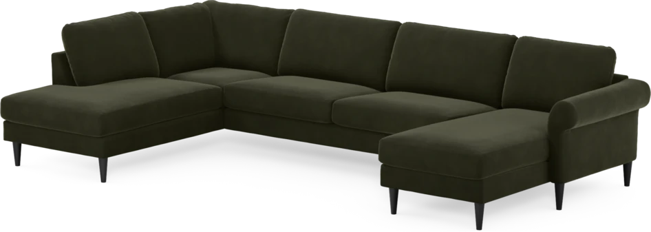 Bridge - 3-sits soffa med divan vänster och schäslong höger - Grön