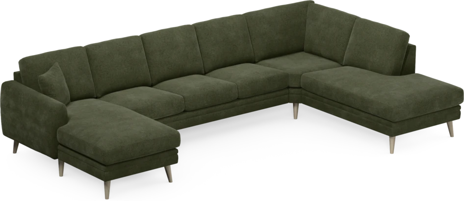 Eden - 3-sits soffa med schäslong vänster och divan höger - Grön
