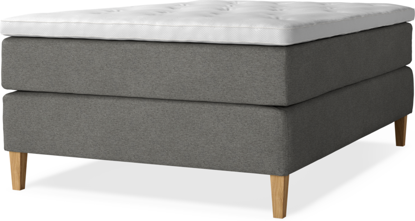 Delux Exclusive - Kontinentalsäng, enkelsäng 140 cm med bäddmadrass - Grå