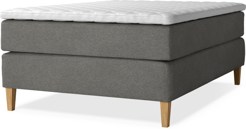 Delux Exclusive - Kontinentalsäng, enkelsäng 140 cm med bäddmadrass - Grå