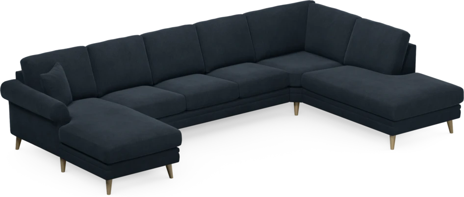 Eden - 3-sits soffa med schäslong vänster och divan höger - Blå