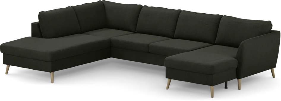 County - 3-sits soffa med divan vänster och schäslong höger - Grön
