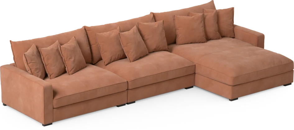 Rossi - 4-sits soffa med schäslong XL höger - Orange
