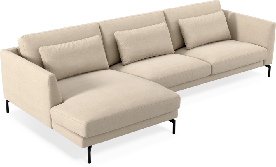 Willow - 3-sits soffa med schäslong vänster, fast klädsel - Beige