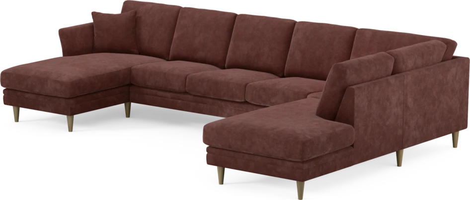 Eden - 3-sits soffa med schäslong vänster och divan höger - Röd