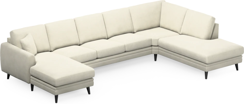 Eden - 3-sits soffa med schäslong vänster och divan höger - Vit