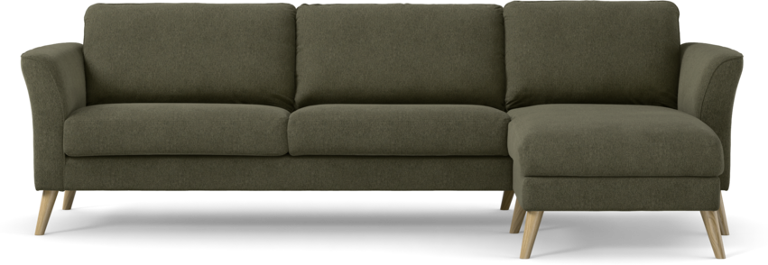 Bridge - 3-sits soffa med schäslong höger - Grön