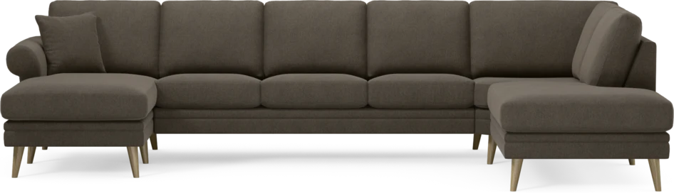 Eden - 3-sits soffa med schäslong vänster och divan höger - Brun