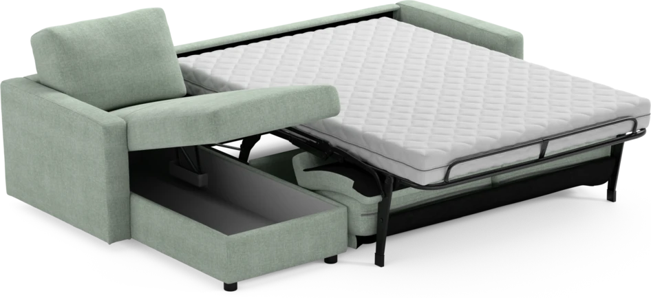 Lindö - Bäddsoffa 2,5-sits med schäslong, vändbar - Grön