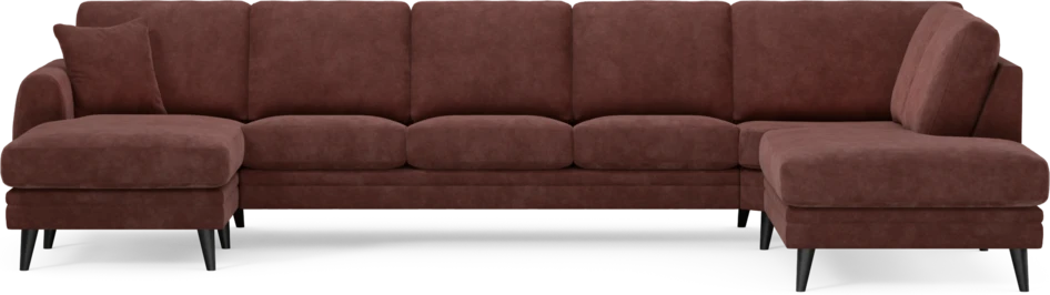 Eden - 3-sits soffa med schäslong vänster och divan höger - Röd