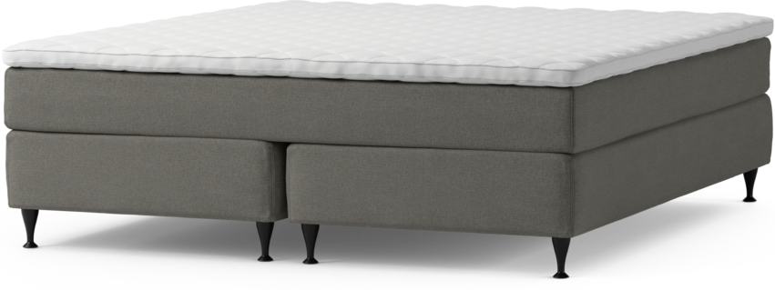 Delux Sense - Kontinentalsäng, dubbelsäng med bäddmadrass och sängben - Grå