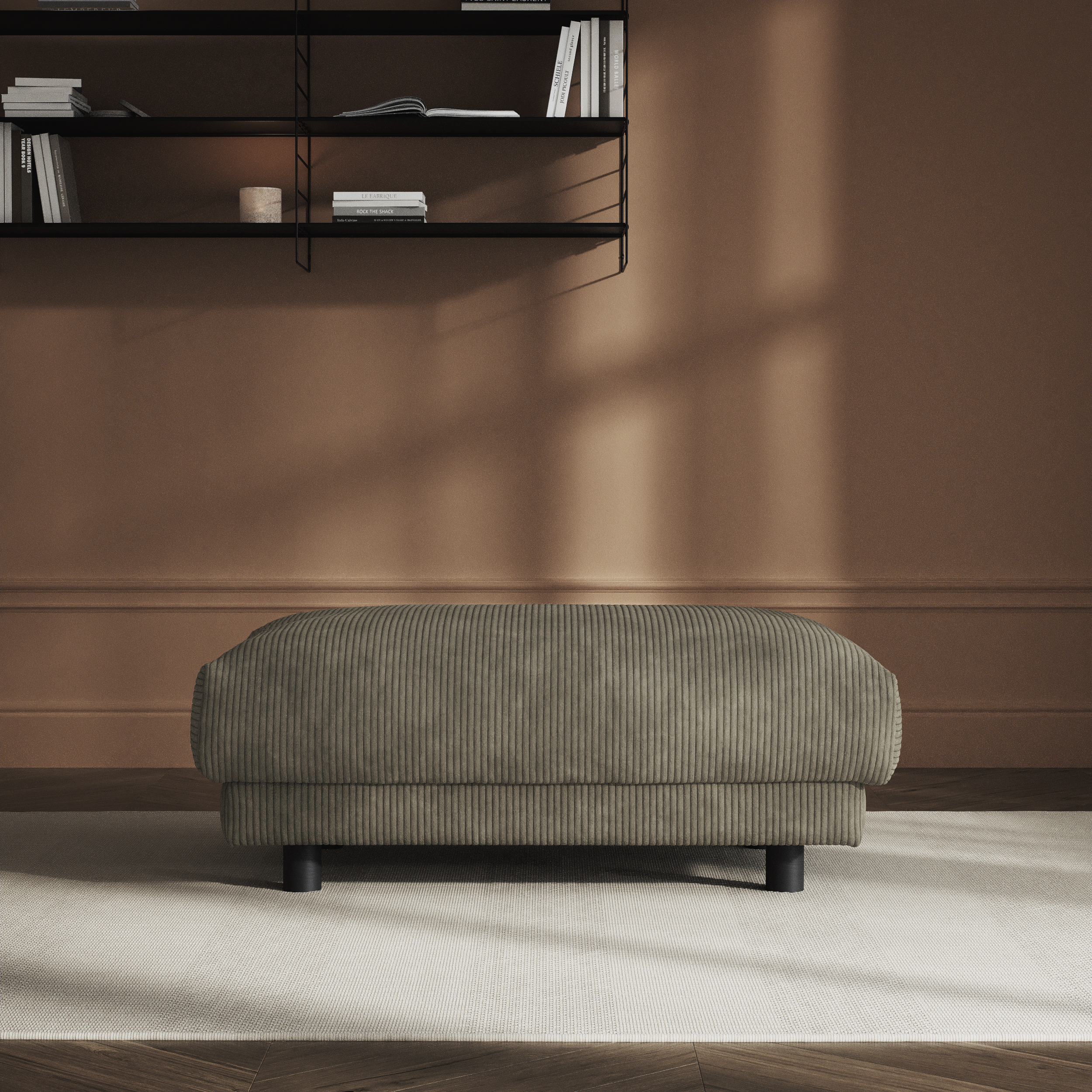 Cherrie, Fotpall 100, fast klädsel