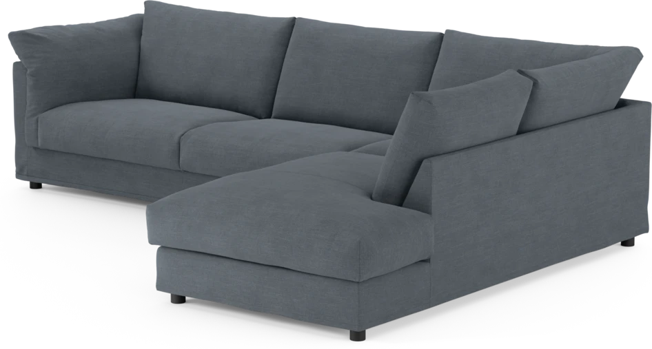 Cherrie - 3-sits soffa med divan höger, med kappa - Blå