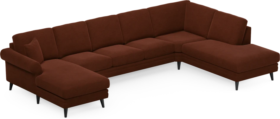 Eden - 3-sits soffa med schäslong vänster och divan höger - Orange