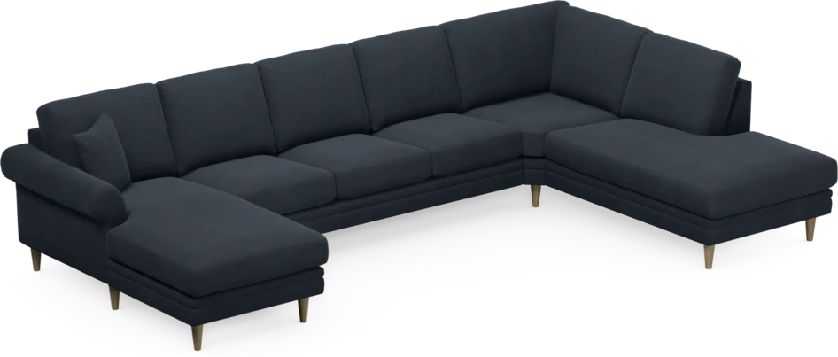 Eden - 3-sits soffa med schäslong vänster och divan höger - Blå