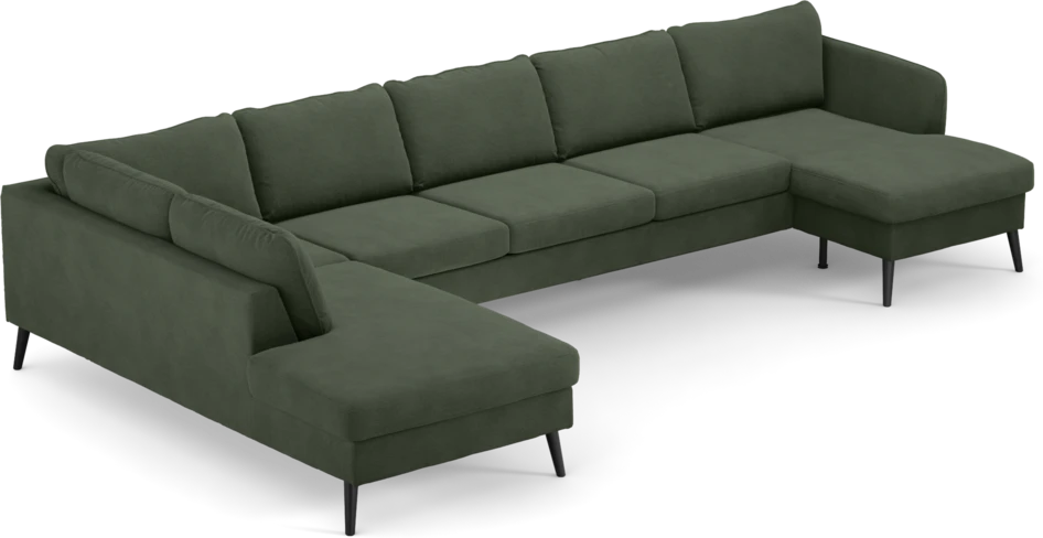 County - 4-sits soffa med divan vänster och schäslong höger - Grön