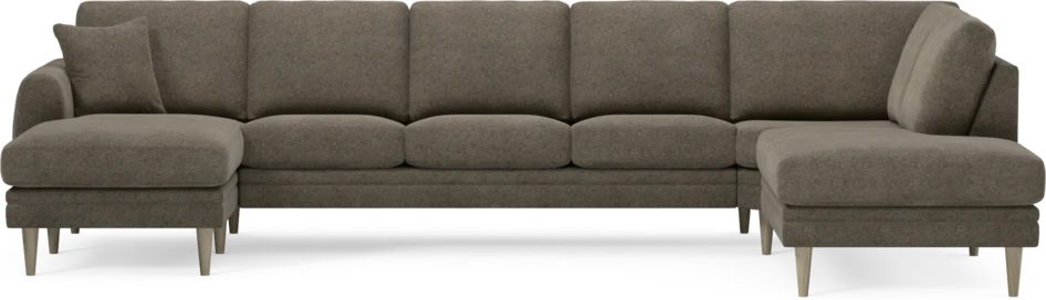 Eden - 3-sits soffa med schäslong vänster och divan höger - Brun