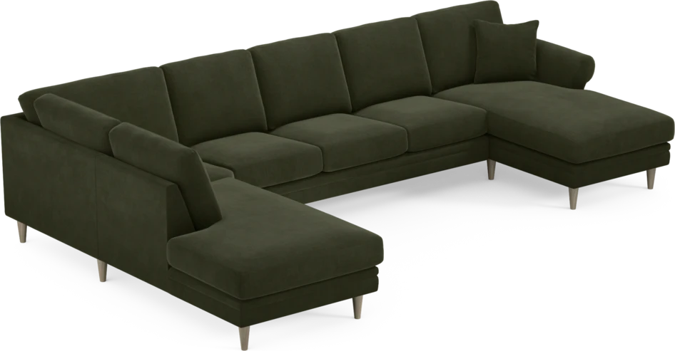 Eden - 3-sits soffa med divan vänster och schäslong höger - Grön