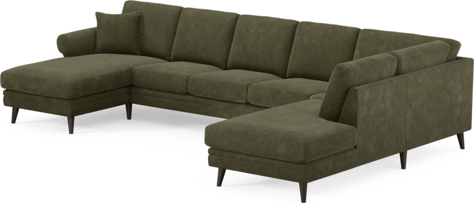 Eden - 3-sits soffa med schäslong vänster och divan höger - Grön