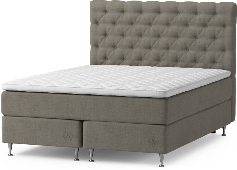 Särö Exclusive - Kontinentalsäng, dubbelsäng med bäddmadrass, sängben och Pikerad sänggavel