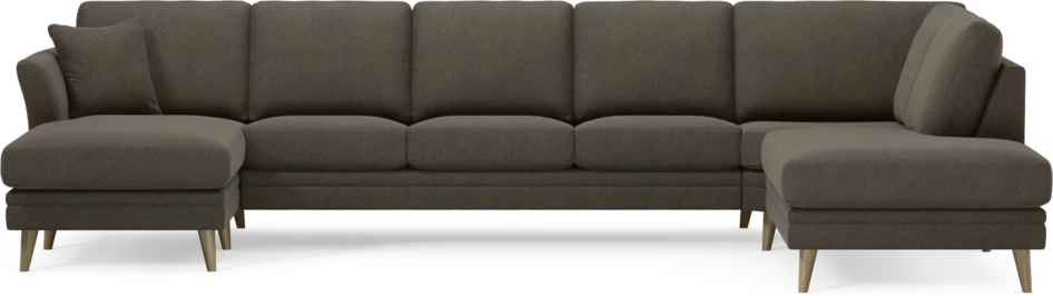 Eden - 3-sits soffa med schäslong vänster och divan höger - Brun