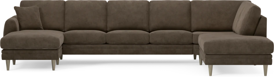 Eden - 3-sits soffa med schäslong vänster och divan höger - Brun