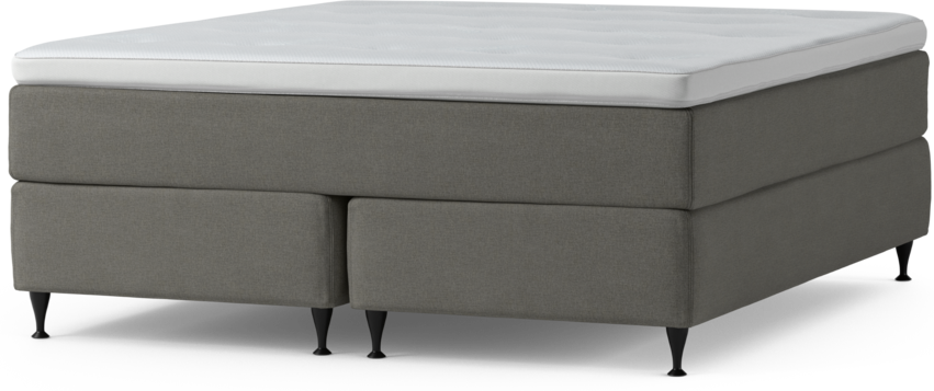 Delux Exclusive - Kontinentalsäng, dubbelsäng med bäddmadrass och sängben - Grå