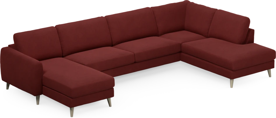 Bridge - 3-sits soffa med schäslong vänster och divan höger - Röd