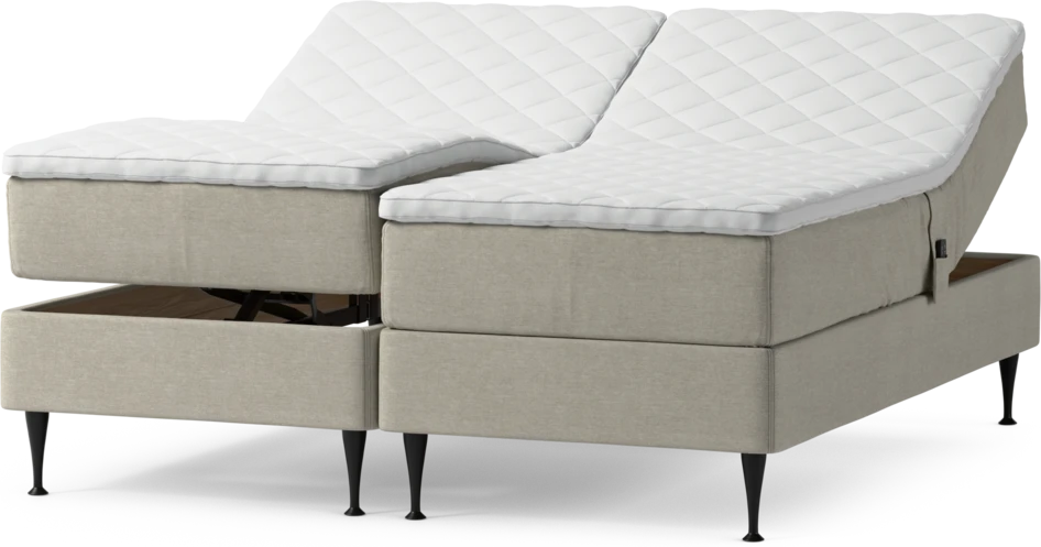 Delux Dream - Ställbar säng, dubbelsäng med bäddmadrass och sängben - Beige