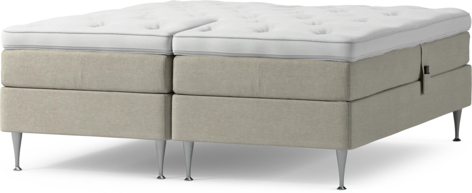 Delux Sense - Ställbar säng, dubbelsäng med bäddmadrass och sängben - Beige