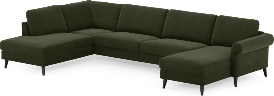 Bridge - 3-sits soffa med divan vänster och schäslong höger - Grön