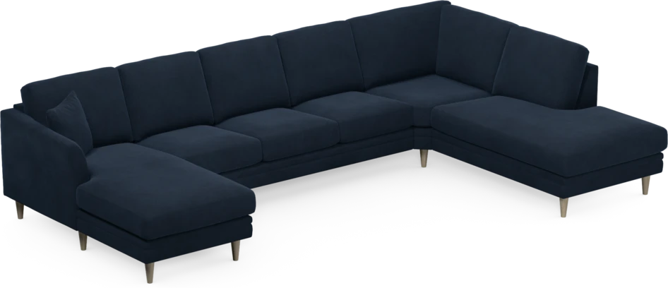 Eden - 3-sits soffa med schäslong vänster och divan höger - Blå