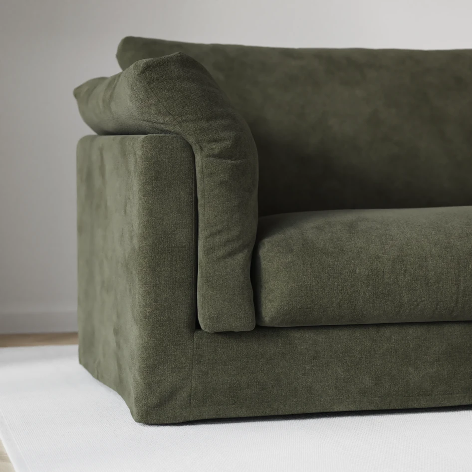 Cherrie - 3-sits soffa med divan vänster, med kappa - Grön