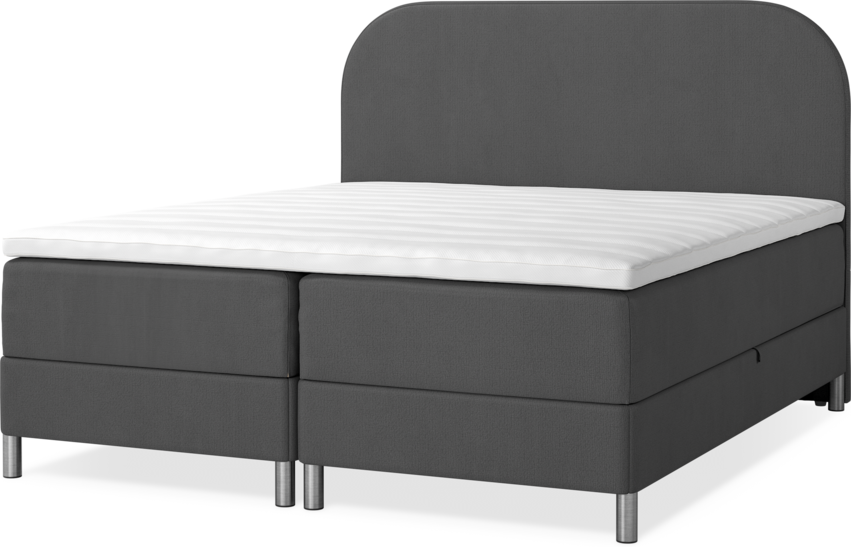 Roma Family - Förvaringssäng, dubbelsäng med bäddmadrass och slät sänggavel - Grå